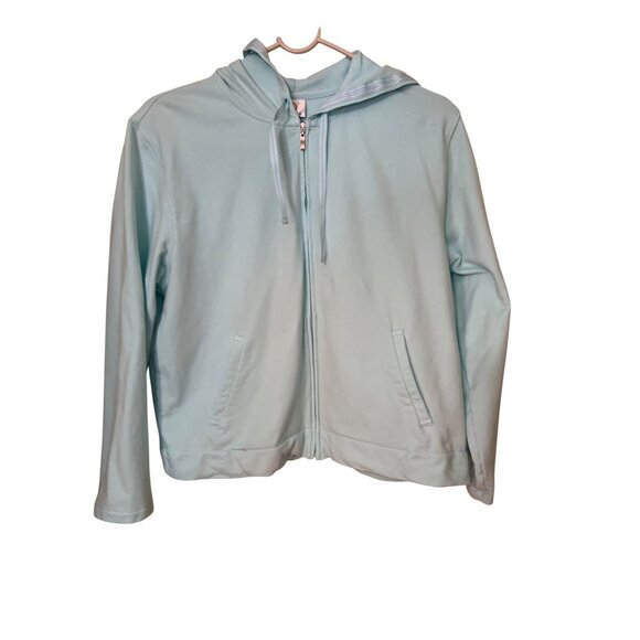 Talbots Jackets & Blazers - Talbots Womens Petite Light Blue Zip-Up Hoodie M Petiye Athleisure